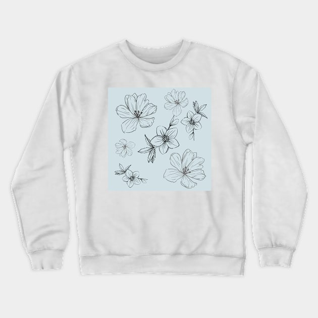 Blue floral botanical Crewneck Sweatshirt by Beccasab photo & design